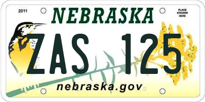 NE license plate ZAS125