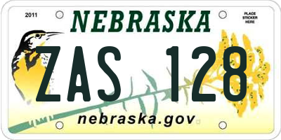 NE license plate ZAS128