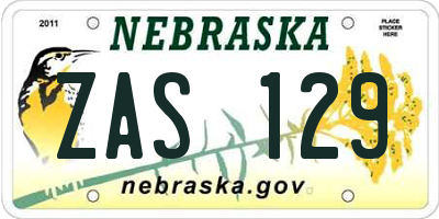 NE license plate ZAS129