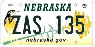NE license plate ZAS135
