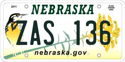 NE license plate ZAS136