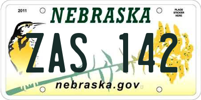 NE license plate ZAS142