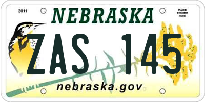 NE license plate ZAS145