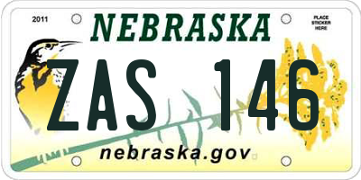 NE license plate ZAS146