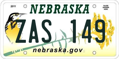 NE license plate ZAS149