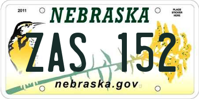 NE license plate ZAS152