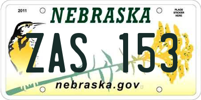 NE license plate ZAS153