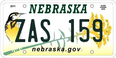 NE license plate ZAS159
