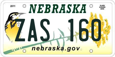 NE license plate ZAS160