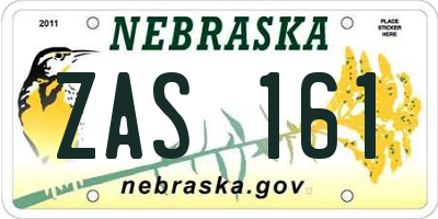 NE license plate ZAS161