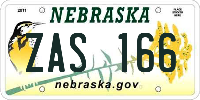 NE license plate ZAS166