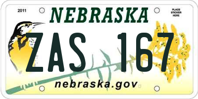 NE license plate ZAS167
