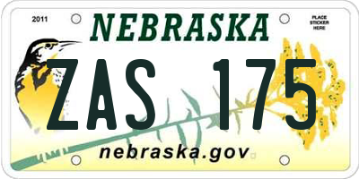 NE license plate ZAS175