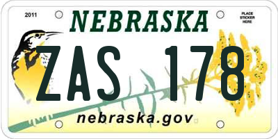 NE license plate ZAS178