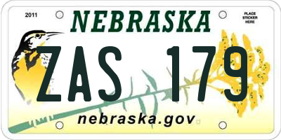 NE license plate ZAS179