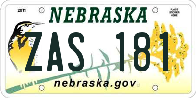 NE license plate ZAS181