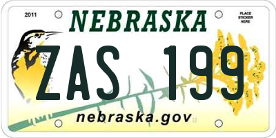 NE license plate ZAS199