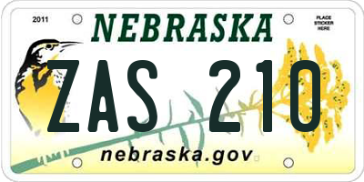 NE license plate ZAS210