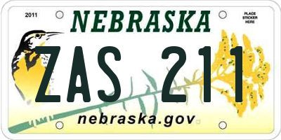 NE license plate ZAS211