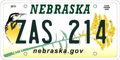 NE license plate ZAS214