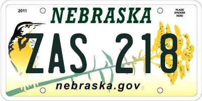NE license plate ZAS218