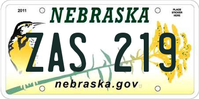 NE license plate ZAS219