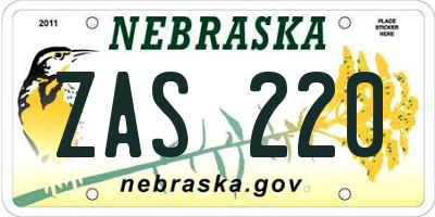 NE license plate ZAS220