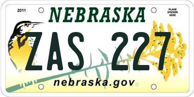 NE license plate ZAS227
