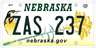 NE license plate ZAS237