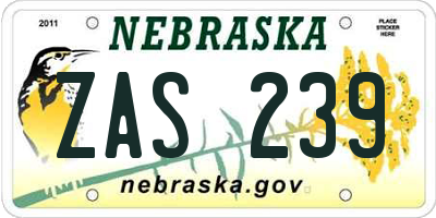 NE license plate ZAS239
