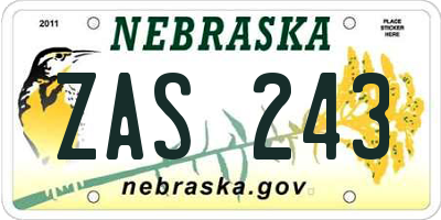 NE license plate ZAS243