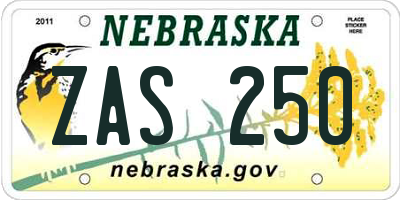 NE license plate ZAS250