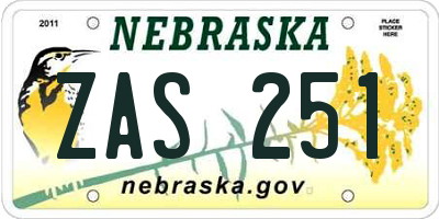NE license plate ZAS251