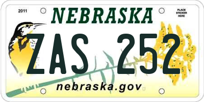 NE license plate ZAS252