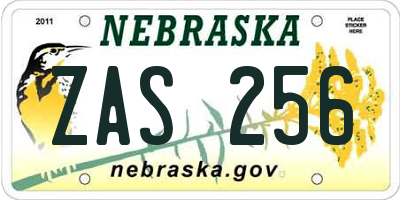 NE license plate ZAS256