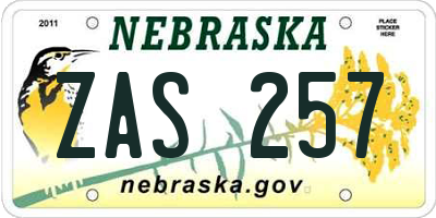 NE license plate ZAS257