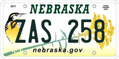 NE license plate ZAS258