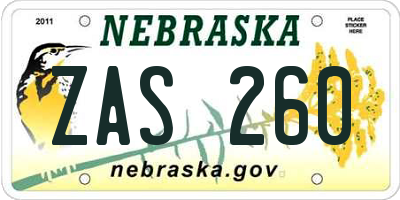 NE license plate ZAS260