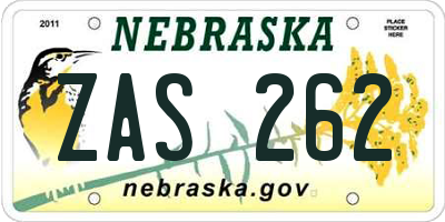 NE license plate ZAS262