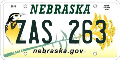 NE license plate ZAS263