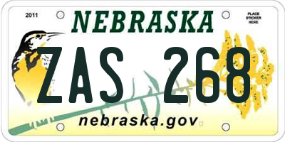 NE license plate ZAS268