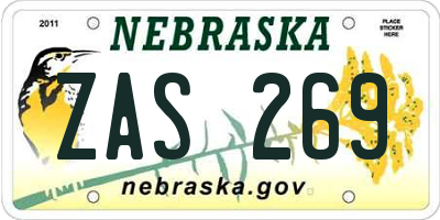 NE license plate ZAS269