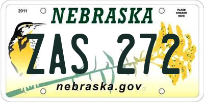 NE license plate ZAS272