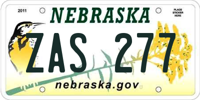 NE license plate ZAS277