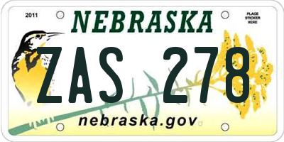 NE license plate ZAS278