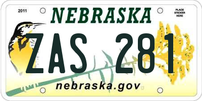 NE license plate ZAS281