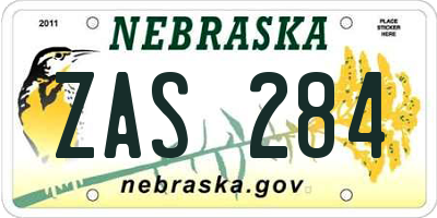 NE license plate ZAS284