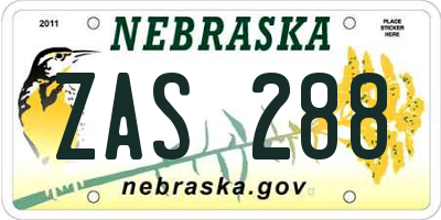 NE license plate ZAS288
