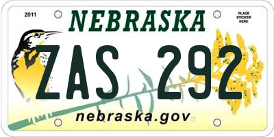 NE license plate ZAS292