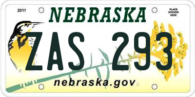 NE license plate ZAS293
